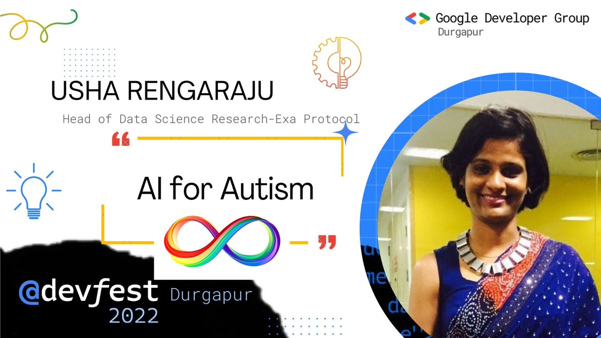 URengaraju's tweet photo. So happy to deliver a talk on "AI for Autism" for DevFest Durgapur .

#gdgdurgapur #devfest #devfest2022 #devfestdurgapur #devfest2022durgapur #DevFestdgp #kaggle #datascience #al #nlp #deeplearning #computervision https://t.co/mENBqZyyHo