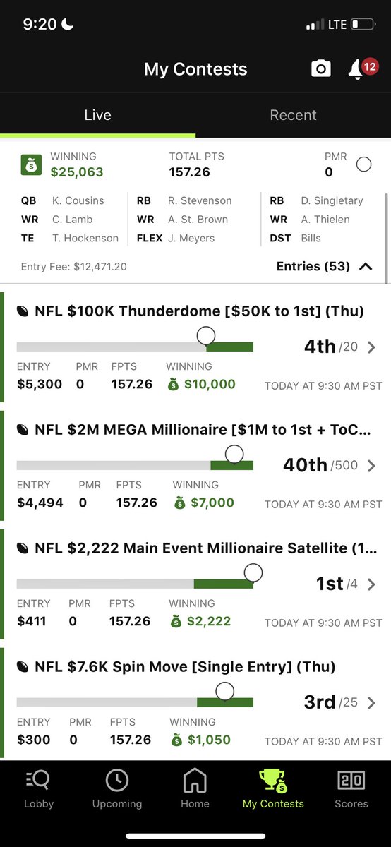 JustinMacmahan's tweet photo. Lowered DFI prices to 99 cents for Black Friday and my usual 1st quarter injured player returned to the game for the first time all year. Karma is real 😍 #DFITakeover https://t.co/hImonNMCye