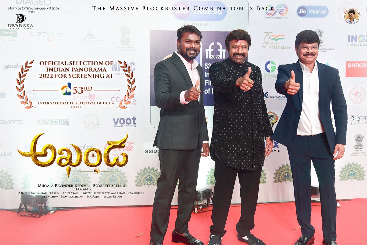 Dwaraka Creations (@dwarakacreation) on Twitter photo Candid click 📸 from yesterday's Red carpet & #Akhanda screening event at 53rd International Film Festival of India in Goa 💥
▶ youtu.be/SGjvQKrNDe4
#NandamuriBalakrishna #BoyapatiSrinuBlockbuster #MiryalaRavinderReddy #IFFI53Goa #IFFI2022 #IFFI53 <a href="/IFFIGoa/">International Film Festival of India</a> Candid click 📸 from yesterday's Red carpet & #Akhanda screening event at 53rd International Film Festival of India in Goa 💥
▶ youtu.be/SGjvQKrNDe4
#NandamuriBalakrishna #BoyapatiSrinuBlockbuster #MiryalaRavinderReddy #IFFI53Goa #IFFI2022 #IFFI53 <a href="/IFFIGoa/">International Film Festival of India</a>