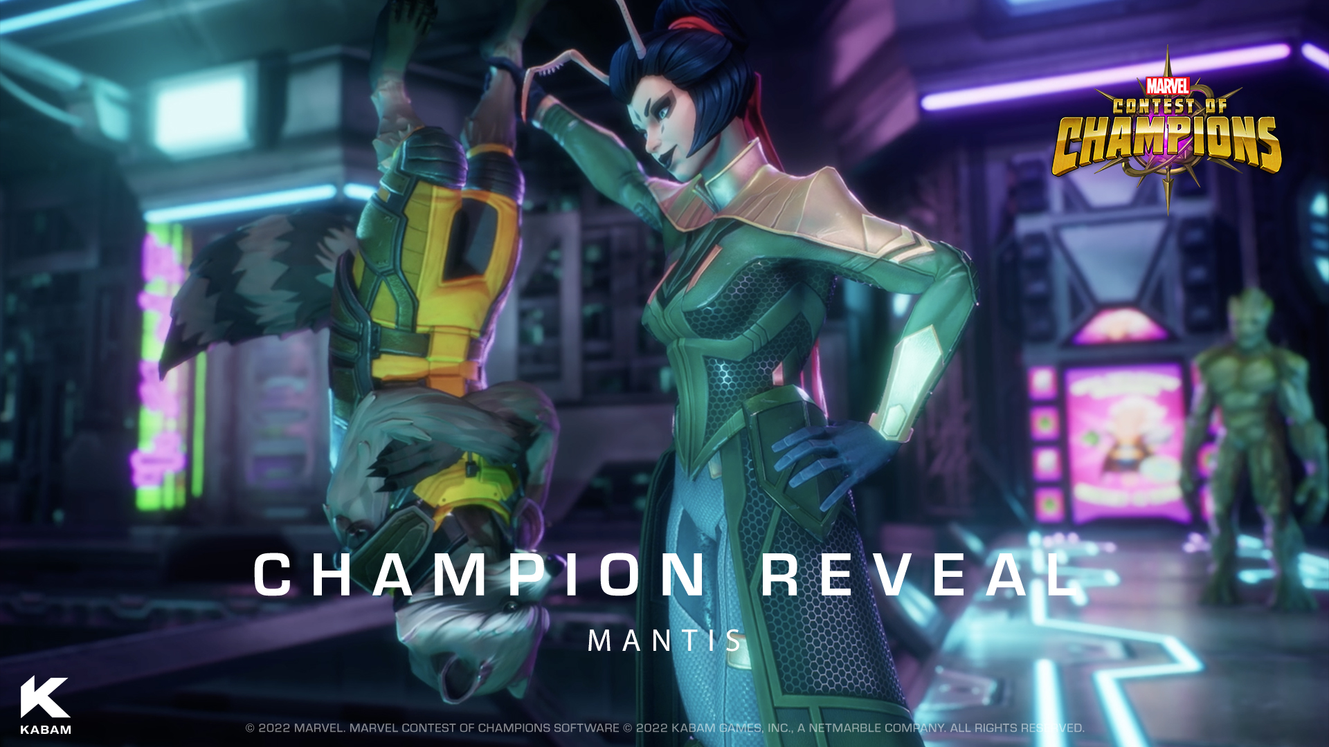 Marvel Contest Champions on Twitter: "Rocket and Groot have got their eyes on some spilled units, though they to get through Mantis to get them. Find out who gets their