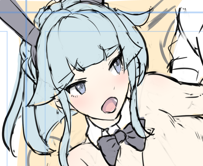 FANBOX限定イラスト、カラーラフまで。先週に引き続きミソラさんのバニーなお仕事編。本日～あすにかけ完成&公開予定です。 