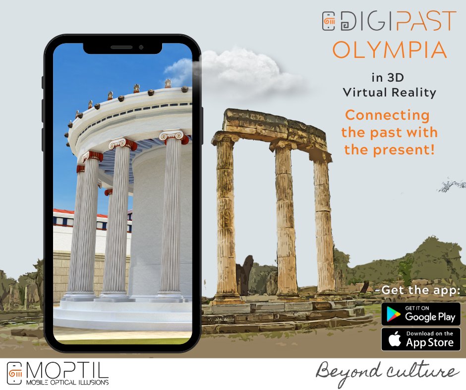 moptil's tweet photo. With DigiPast Olympia you are able to visualize in 360 deg. and 3D, the glorious monuments that once stood there. Enter the building interiors and enjoy the impressive decorations and watch in 360 mode the training of ancient athletes. 
Download: https://t.co/mIqFMCYJVx  
#MOPTIL https://t.co/N2QhYD7QAP