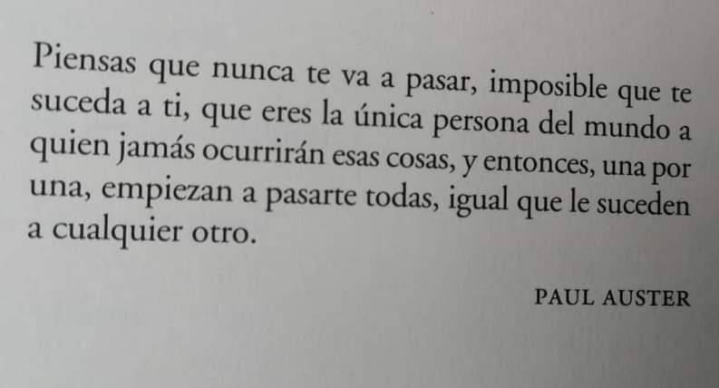 literlandweb1's tweet photo. "Piensas que nunca te va a pasar a ti..."
Inicio de "Diario de invierno', de Paul Auster. https://t.co/6zimogbK3u