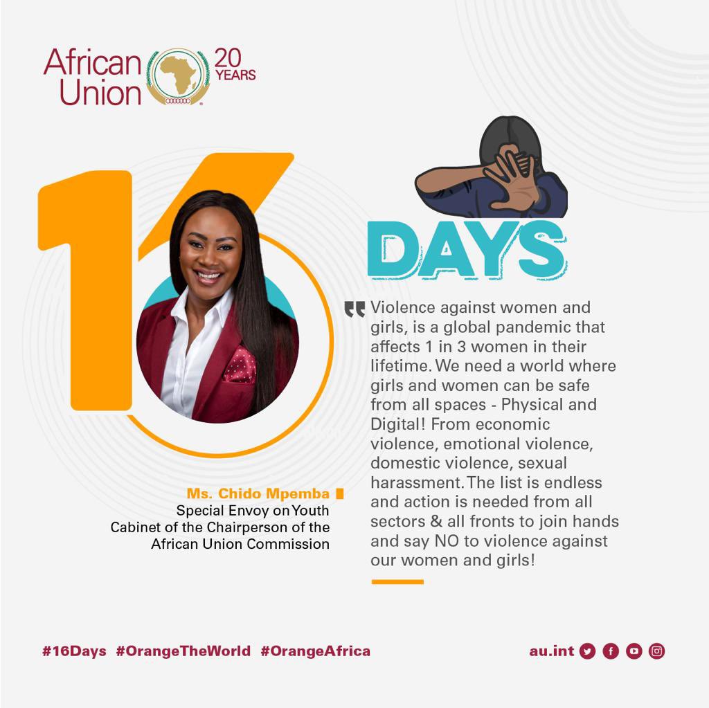 ChidoMpemba's tweet photo. We need a world where girls and women can be safe from all spaces - Physical and Digital! From economic violence, emotional violence, domestic violence, sexual harassment.

-@AU_YouthEnvoy #AfricaYouthLed https://t.co/B6nmXw3zPy