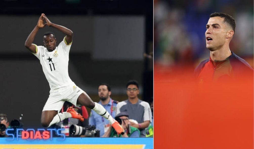 Ronaldo reacts as Ghana superstar copies 'Siuuu' celebration after goal against Portugal

Cristiano Ronaldo did not appear pleased with Osman Bukari's signature goal celebration in Ghana.

The Portugal captain had already gotten the crowd to chant

bit.ly/3XvhqGC