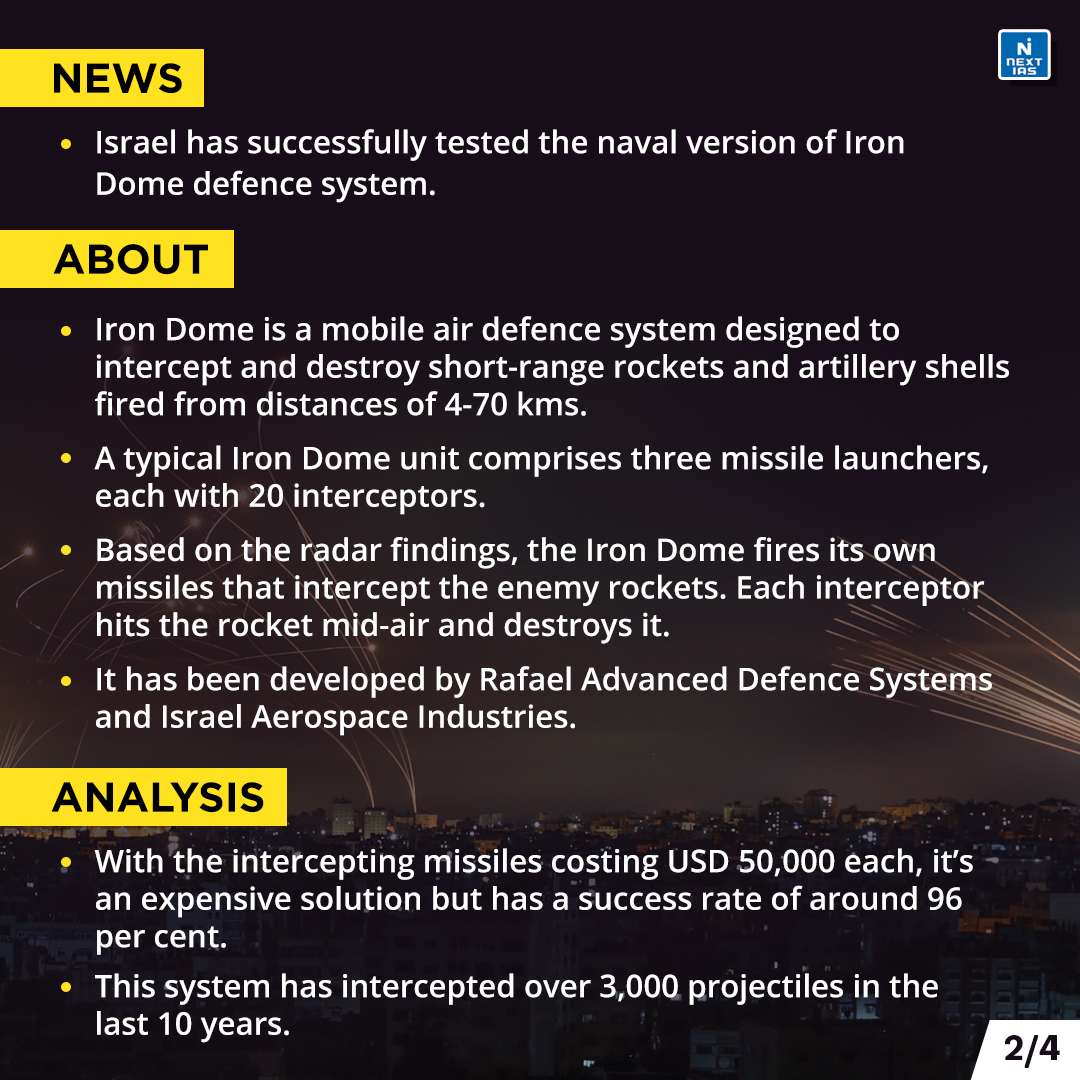 NEXTIAS_Delhi's tweet photo. Daily Infographics (25-11-2022)
Topic: How Israel's Iron Dome Defence System works?
For more infographics: https://t.co/i4DwhlU5bV

#infographics #nextias #india #November #November25 #Israel #IronDome #friday #mobileairdefencesystem #destroyed #interceptormissile #security #UPSC https://t.co/azHk1vSGUk