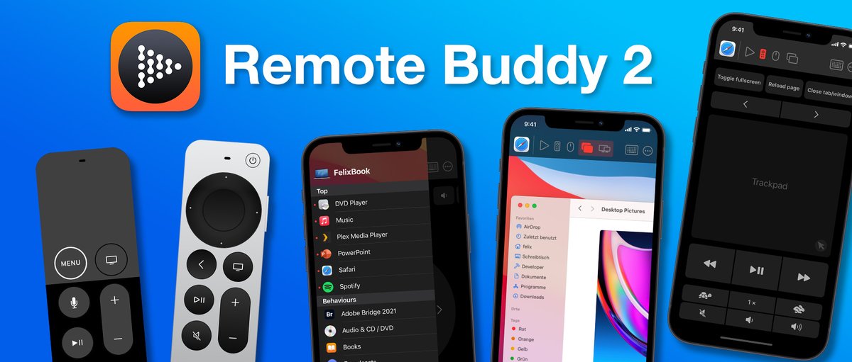 💥 For one week, get Remote Buddy for just $19.99 (- 20%!)! 🎉

Remote Buddy lets you control apps, web videos and more on your Mac – from your iPhone, Siri Remote, iPad, Apple TV, Apple Remote and many other remote controls.

More info: iospirit.com/products/remot…