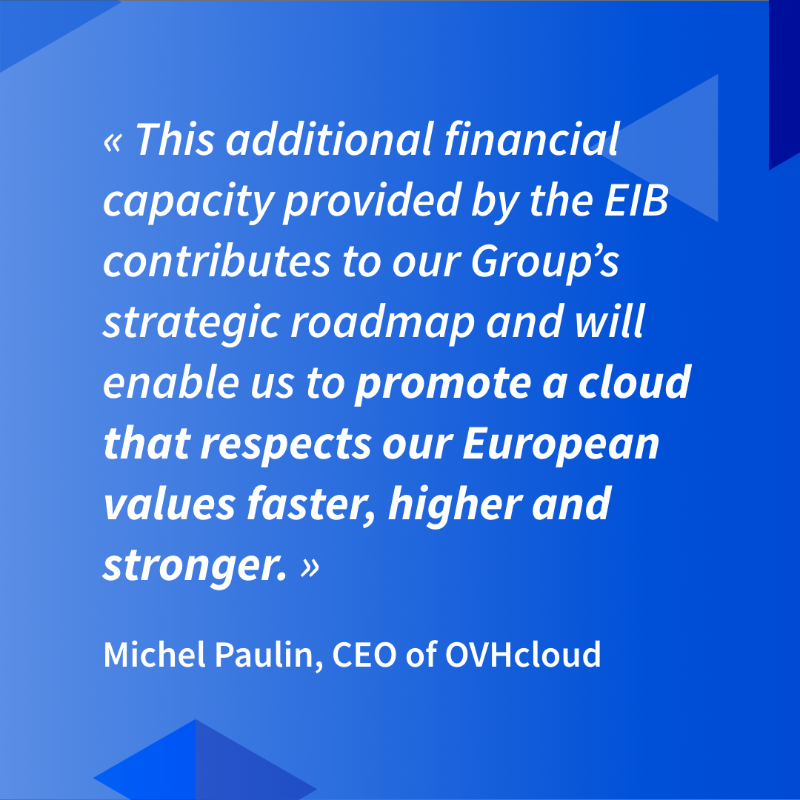 OVHcloud's tweet photo. Delighted to announce today that @EIB has granted OVHcloud a €200 million loan, demonstrating their commitment to supporting European digital players and strengthening Europe's strategic autonomy in new technology infrastructure.
 
Read more : https://t.co/SowqSpabmw