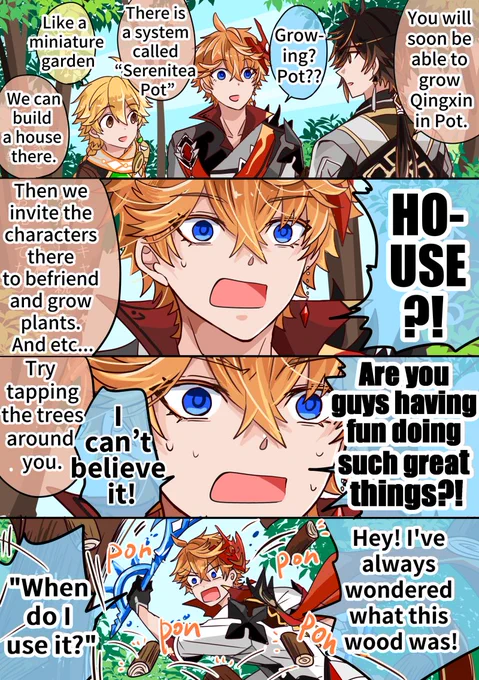 English version (using a translator)
This is a story from Genshin Impact radio in Japan.
Childe's voice actor, Zhongli's voice actor and Traveler's voice actor spoke on the radio.
I made a cartoon of part of that conversation. 
