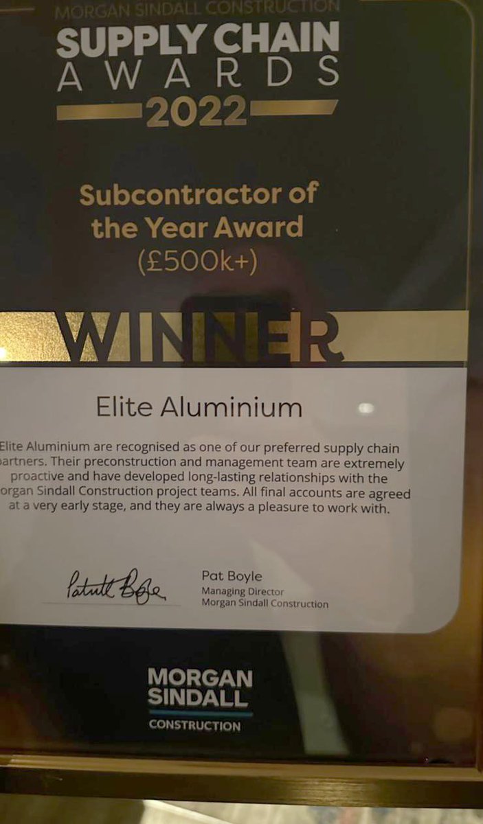 What an amazing evening last night with 
<a href="/morgansindallc/">Morgan Sindall Construction</a> at their Supply Chain Awards 2022.. and guess what... ?! 👇😊

👉 linkedin.com/posts/elite-al…

#aluminium 
#awardsnight
#morgansindall
<a href="/morgansindall/">Morgan Sindall Group</a>