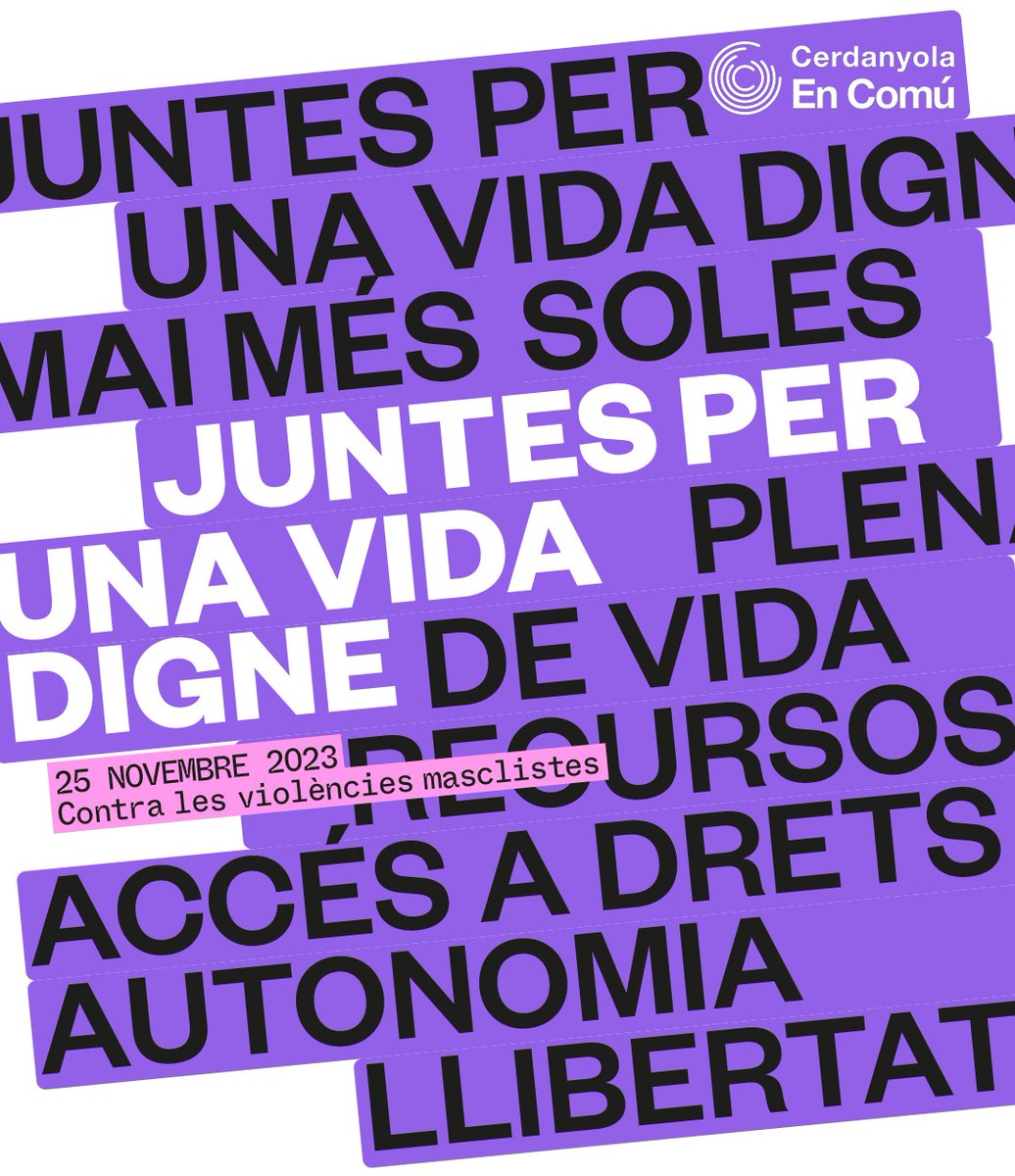 64.000 dones a Espanya sota vigilància per violència de gènere, en risc de ser agredides o assassinades.
#25n
Avui més que mai, juntes per una vida digne i plena💜
#Cerdanyola