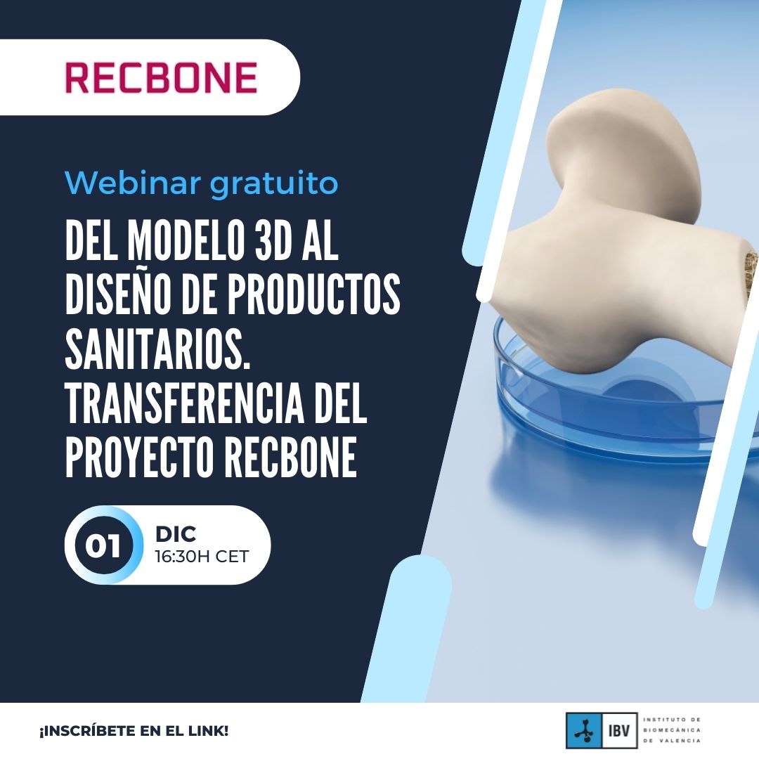 ibv_org's tweet photo. WEBINAR 🆕 DEL MODELO 3D AL DISEÑO DE PRODUCTOS SANITARIOS.
Jornada gratuita en la que mostraemos cómo, partiendo de la imagen médica de pacientes, se puede llegar a la obtención de un producto o servicio sanitario, objetivo del #ProyectoIBV👉🏻#RECBONE
✍🏻 https://t.co/NRQlHeeqfd https://t.co/Nq61AUANdW