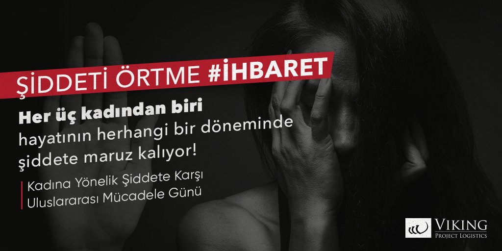 Her 3 kadından 1'i psikolojik veya fiziksel şiddete maruz kalıyor. Toplumsal ve ailevi sebeplerden dolayı bu kadınların çoğu yaşadıklarını gizlemeyi seçiyor! 

#Şiddet görüyor ya da şiddete tanık oluyorsan üstünü #ÖrtmeİhbarEt

#KadınaYönelikŞiddeteKarşıUluslararasıMücadeleGünü