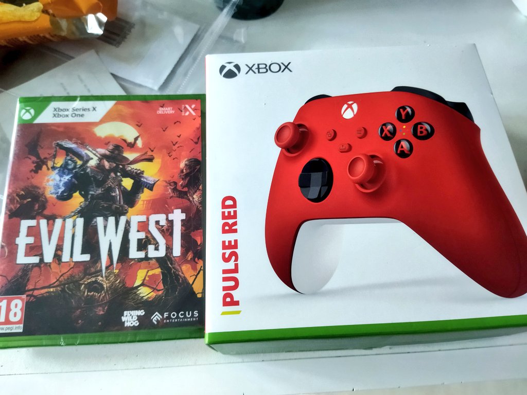 LozCorp's tweet photo. Mane went into the city to the library to get some childrensbooks for my lil one, but along the way i walked past the game store, and its #BlackFriday 😆 came home with #EvilWest and the #Xbox #PulseRed controller 🤣 https://t.co/C0UlzJjlOE
