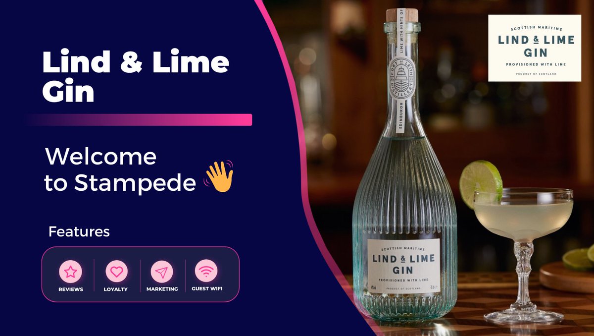 Is it Gin O'Clock yet?

Lind &amp; Lime Gin just went live and we're delighted to have them on board. 

With Stampede, they can now grow their mailing list much quicker and turn first-time visitors into loyal customers.

#Hospitality #Bar #Growth #Marketing #CustomerExperience #WiFi