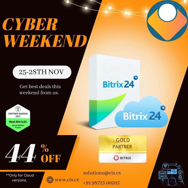 corpintelsol's tweet photo. The Biggest Ever Bitrix24 November Sale!
๐ฒGet 44% off on Bitrix24 CRM cloud plans
๐From 25 Nov to 28 Nov, 2022
For more details:
Contact us at:-
๐https://t.co/lBi6rhwiUw
๐+91 9871300205
๐ฉsolutions@cis.cx
#Bitrix24 #CRM #Software #CloudOffer #NovemberSale #WeekendSale https://t.co/I1eHIrxgqM