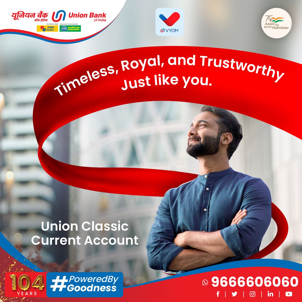 UnionBankTweets's tweet photo. #UnionBankOfIndia offers a specialized current account that matches your big financial needs with Union Classic Current Account.
Know more: https://t.co/0wIhRI4IV1
#GoodPeopleToBankWith #AmritMahotsav #PoweredByGoodness https://t.co/MkrHbZQjlJ