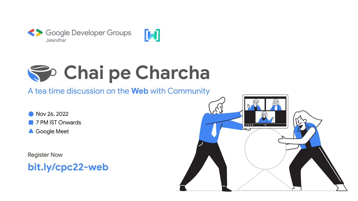GDGJalandhar's tweet photo. Looking to make a career in #Web or are you building next unicorn and need help with your tech ?🤩

We is hosting a #ChaiPeCharcha series with experts from all over the globe

🗓️ Nov 26
🕖 7 PM IST 
📍 Google Meet

Register Now: https://t.co/sxopj8OZGG

#GDG #WTM #GDGJalandhar https://t.co/WZRnqVV68S