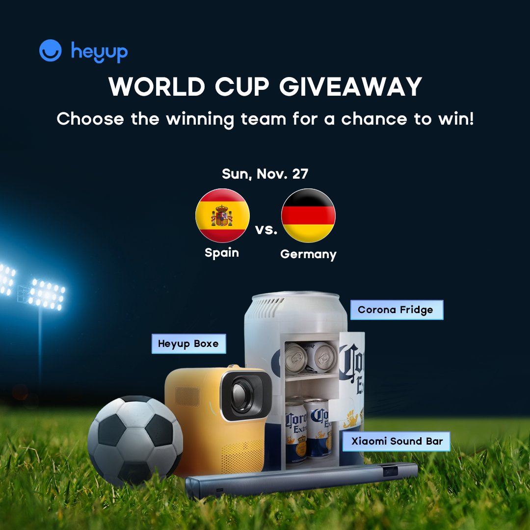 heyup_now's tweet photo. Our #HeyupWorldCup #giveaway FINAL MATCH!

Spain🇪🇸 vs Germany🇩🇪

Comment on who you think will win for a chance to win a FREE #HeyupBoxe! https://t.co/w0XQp8bvOe