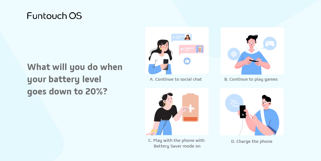 OriginOS_Global's tweet photo. What will you do when your battery level goes down to 20%?
Share your answer with us!
📍Simply #RT &amp; reply to win!
🎁 Theme Redeem Code: 3 random winners!
#vivo #FuntouchOS #WeeklyTopic https://t.co/ZwOuZiHMFU
