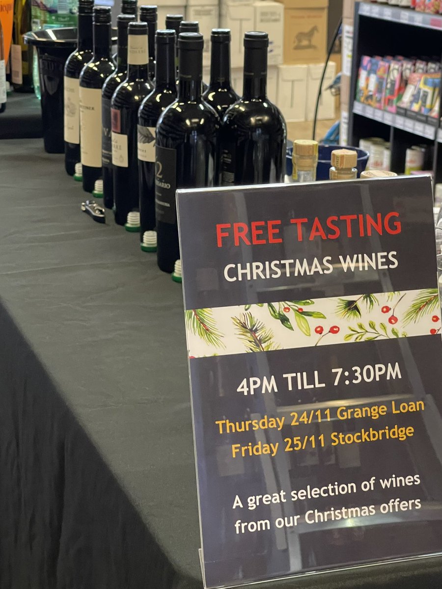 VinoStockbridge's tweet photo. Today from 4.30pm to 7.30pm we have our free Christmas wine tasting on at 26 North West Circus place in Stockbridge https://t.co/mZL7Wa5KKn