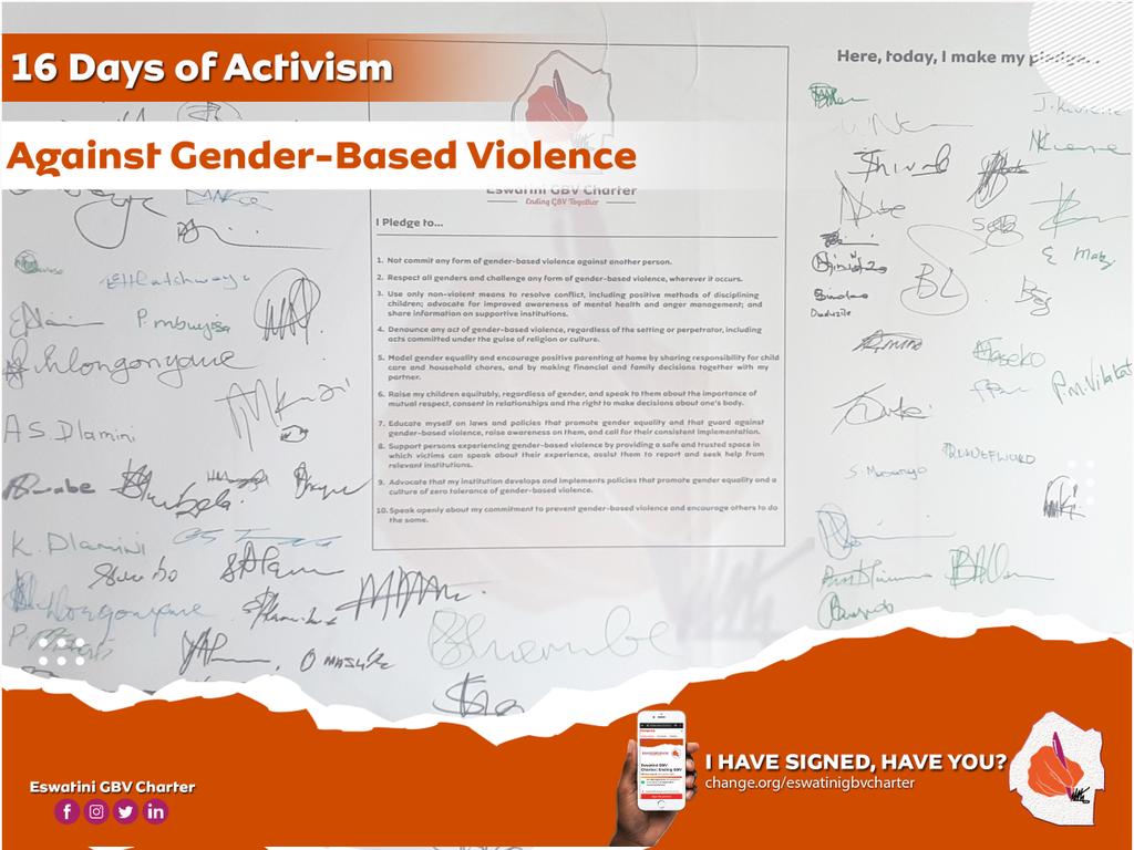 This is how you know that 16 days of Activism against GBV has began. If you have never seen this signing board then you haven't started the campaign now, have you? It is not too late, get in touch with us and let us sign the GBV Charter. #16daysofactivism2022 #OrangeTheWorld