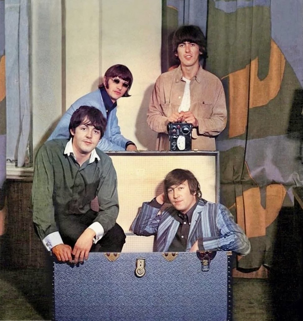 April 2nd 1966, 1 trunk and 4 slightly bored Beatles, all in glorious colour.