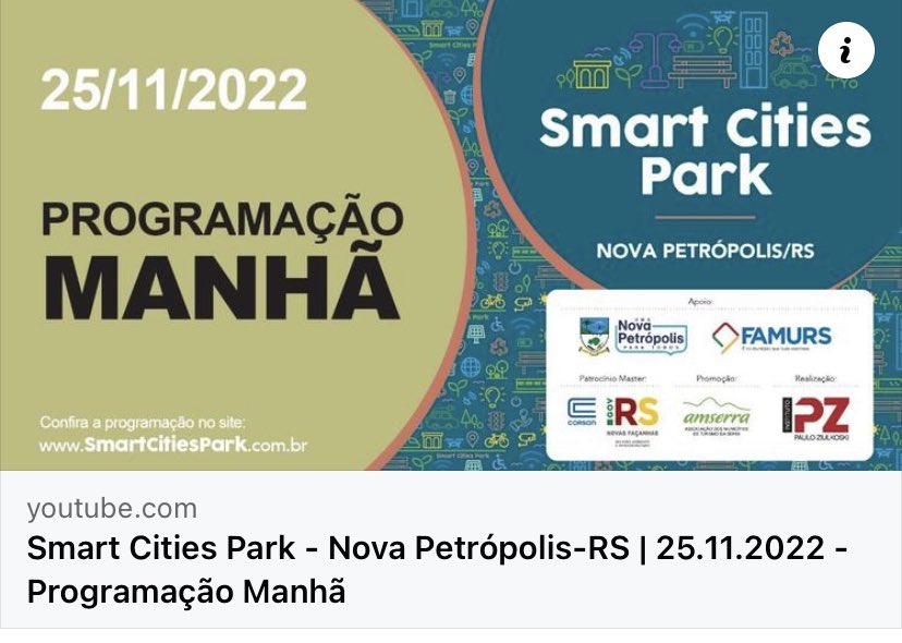InstitutoPZ's tweet image. Conecte-se online ao espaço de pitch de soluções voltadas à inovação na gestão municipal, no pavilhão de exposições do #SmartCitiesPark”. As apresentações da manhã de sexta podem ser acompanhadas aqui: youtu.be/puvgk-iSLm0

#smartcitiespark #ipz #inovacao #transformacaodigital