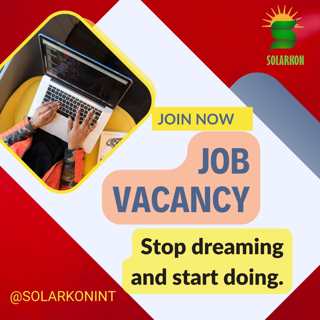 Solarkonint's tweet photo. JOB VACANCY ♥️
Stop dreaming and start doing. 🏆
JOIN NOW ✌
SOLARKON is an International company working to generate sustainable, renewable and economical energy. Nature produces and we deliver.
SolarKon Company Website:
 https://t.co/A2GwCyfwFp

#Solarkon #SolarkonInternational https://t.co/27oectHMwj
