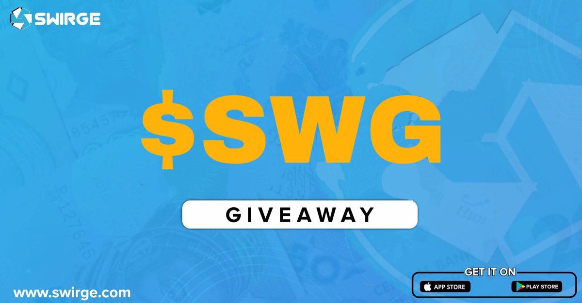💰 5,000 $SWG Giveaway 💰
In preparation for the #SwirgeGames launch, we are giving away 5,000 $SWG Tokens!

1⃣ Follow @SwirgeNetwork 
2⃣ Like, RT with #SwirgeGames
3⃣ and Tag 3 Friends

🎁 50 winners will receive 100 $SWG each! On the 30th day!

#Play2Earn #BSCGemsAlert #Airdrop