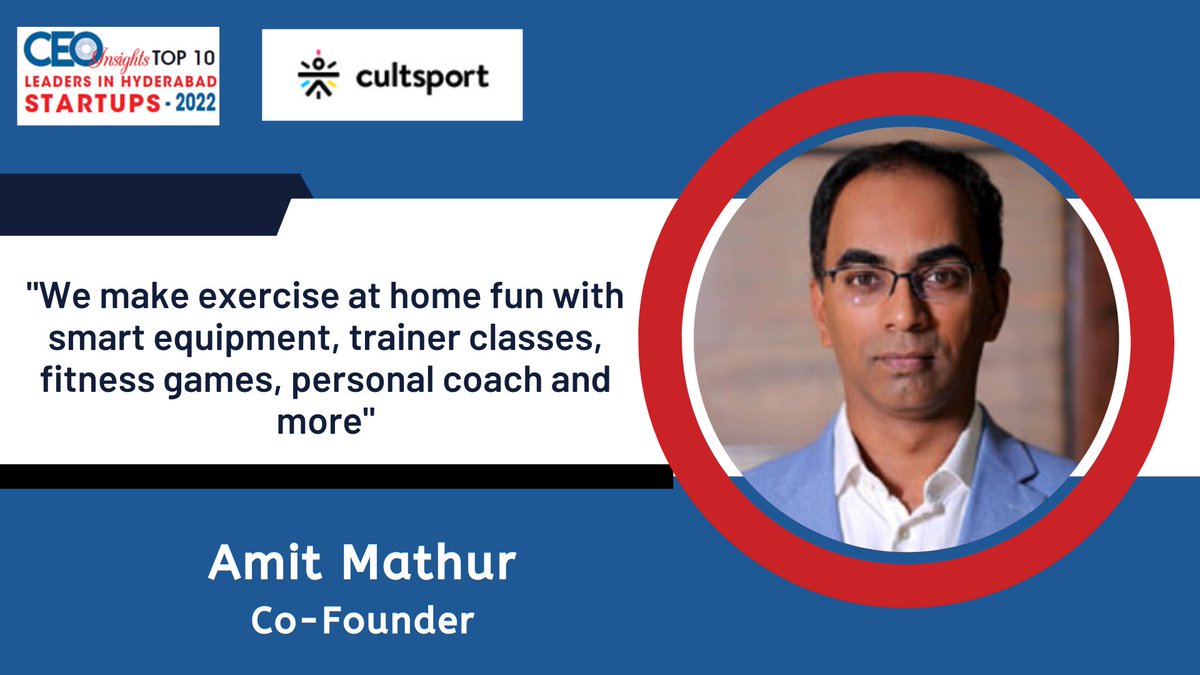 CEO__Insights's tweet photo. Amit Mathur, Co founder, #Onefitplus has been selected by #CEOInsights as one of the 'Top 10 Leaders in Hyderabad Startups - 2022'.
Read more: https://t.co/FwsUHLRLei
#Entrepreneur #Leaders #Hyderabadleaders #Businessleaders #Startupindia #Fitness #Cultfit @cultsportindia https://t.co/YZatEC7Dpe