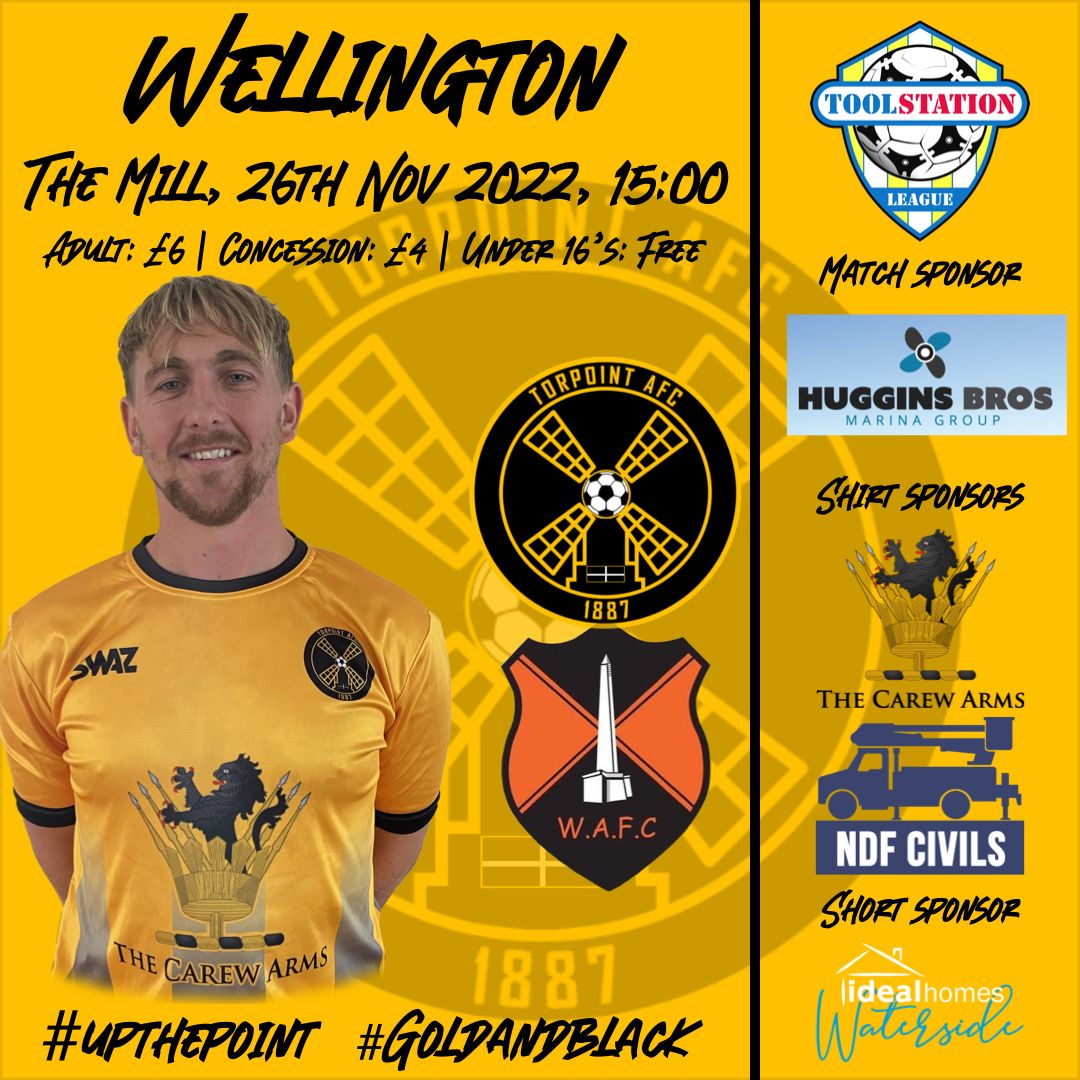 torpointafc's tweet photo. β½β | ππππ ππ
We welcome Wellington to The Mill, the visitors have recently picked up results against the top 2. We enter off the back of 2 narrow defeats so here's hoping we can turn chances into points this weekend.
Thank you to HUGGINS BROS for sponsoring the game. https://t.co/awO29aBnD9