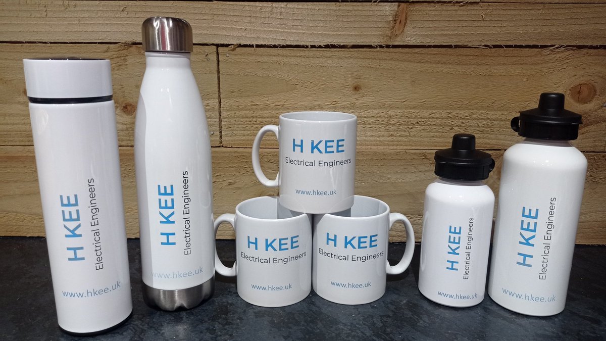 Things have been a bit manic here the past few weeks as the build up of Christmas has well and truly kicked in. Corporate order for H. Kee Electrical Engineers. Mugs, water bottles, chilli bottles and our new digital thermos flasks. #hkee #muglife #mugmerch #keepitlocal