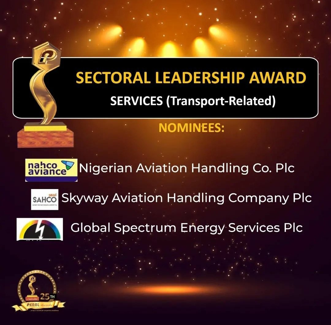 Unveiling the Nominees for the 2022 Pearl Awards Nigeria 

Sectoral Leadership Awards 
Consumer Goods (Household Prod.)
Health Care (Pharmaceuticals ) 
Services ( Printing /Publishing ) 
Services ( Transport -Related)

#pearlawardsat25