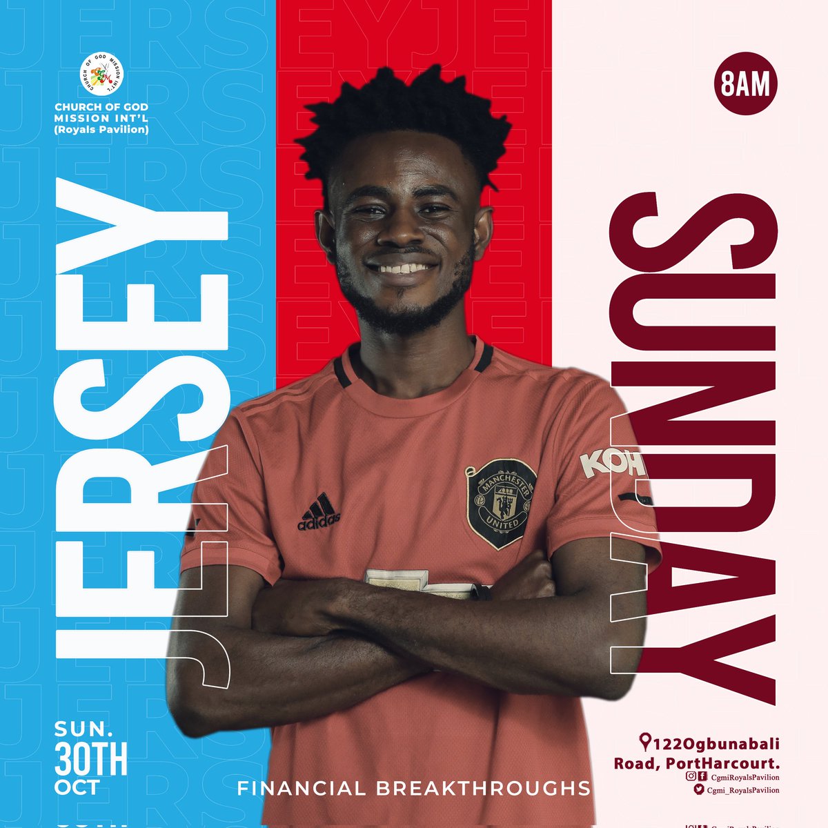 danigeei's tweet photo. Jersey Sunday E-Flier for CGMi Royals Pavilion

Designed with Photoshop CC 2019

#giveyourbrandaface #danigeei #graphicdesigner #design #art #illustration #logo #branding #designer #digitalart #photoshop #illustrator #creative #artist #logodesigner #behance #explorepage https://t.co/eRRz6Z05dX