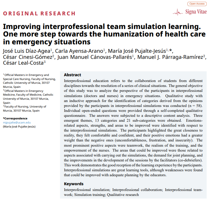 MRE_signavitae's tweet image. 【Article Title】“Improving interprofessional team simulation learning. One more step towards the humanization of health care in emergency situations ”

【Click】signavitae.com/articles/10.22…

#Interprofessionalsimulation; #Interprofessionalcollaboration;#Simulationtraining;