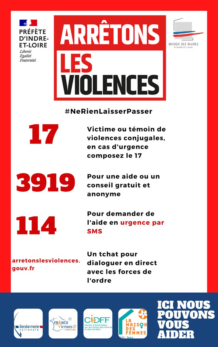 StephRiocreux37's tweet photo. Journée internationale pour l'élimination des violences faites aux femmes. 
Venez nombreux participer aux manifestations organisées en Indre &amp; Loire par les partenaires du réseau de lutte contre les violences faites aux femmes #NeRienLaisserPasser 
https://t.co/oaHiQKrUGS https://t.co/ydOe5NeCfg