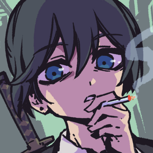 hayakawa aki cigarette holding cigarette weapon on back weapon 1boy sword black hair  illustration images