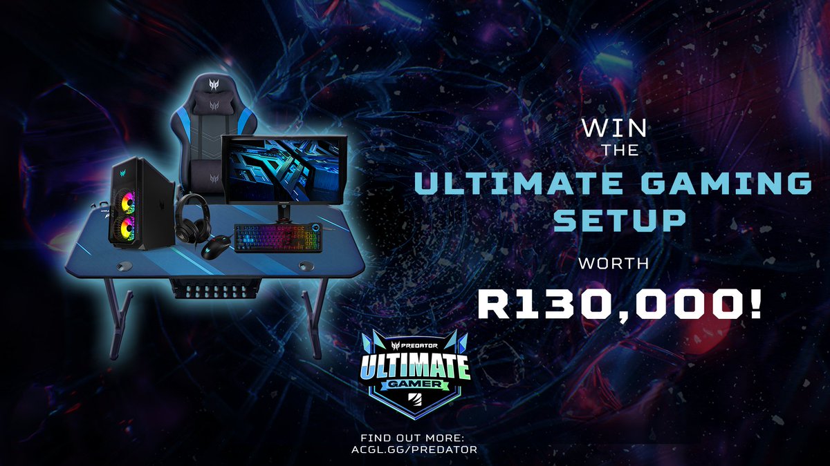 Earn an entry into the GRAND FINAL for the <a href="/PredatorAfrica/">Predator Gaming ZA</a> R130,000 setup online:

GO here: ACGL.gg/Predator

🔎Find Predator Logos,
OR
⚔️Play in one of the tournaments,
OR

📸Post a pic of your setup &amp; use the hashtag #PredatorUltimateGamer!

🦾<a href="/PredatorAfrica/">Predator Gaming ZA</a> | <a href="/Acer/">Acer</a>