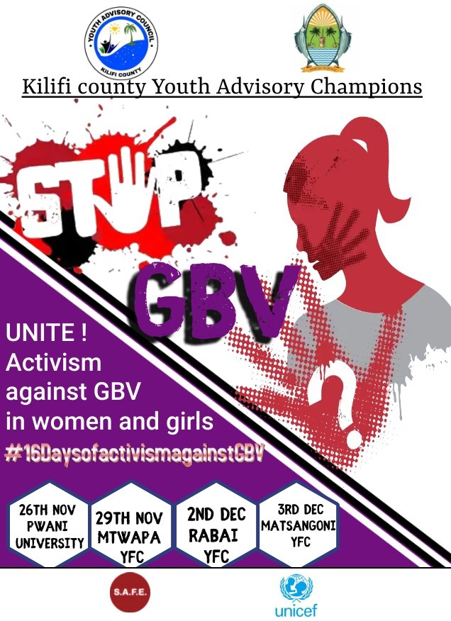 We joined the rest in the 16 days of Activism against Gender Based Violence, We are United in stopping GBV <a href="/WaziriRuth_Dama/">Ruth Dama Masha</a> <a href="/CoachAshraf/">Ashraf Ahmed</a> <a href="/elfafrica1/">Emerging Leaders Foundation-Africa</a> <a href="/PMwathethe/">Philip Mwathethe</a> <a href="/TunawezaEmpower/">Tunaweza Empowerment Organization.</a> <a href="/KilifiG/">KILIFI MUMS C.B.O</a> <a href="/JiloreWard/">Jilore Ward, Kilifi County</a> <a href="/KakoneniAllStar/">KAKONENI ALL STARS/STARLETS</a> <a href="/lulufmradio/">LULU FM RADIO</a>