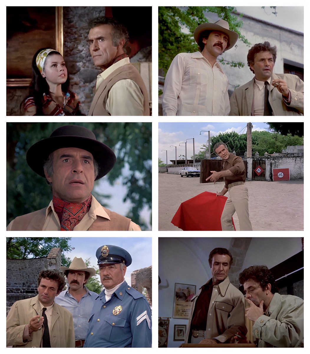 Remembering today the late 🇲🇽#Mexican born actor #RicardoMontalbán born #OnThisDay in 1920, seen here as the villainous bullfighter Luis Montoya in the #Columbo episode 'A MATTER OF HONOR' (1976) with co-stars Peter Falk,Pedro Armendáriz Jr. and Maria Grimm