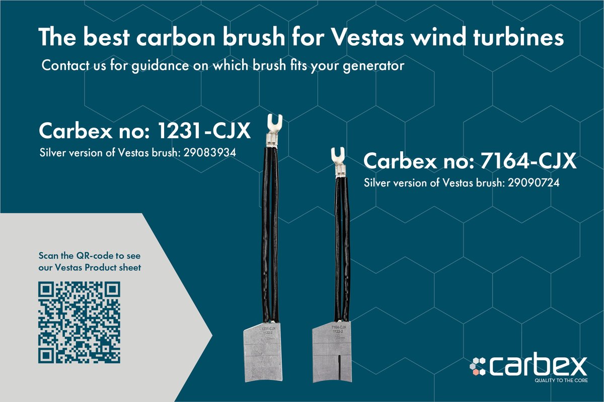With high electricity prices globally, it is important that the wind turbine availability is high.
Secure your electricity production with silver carbon brushes with quality to the core.
Contact us here: carbonbrushsolution.com/contact/