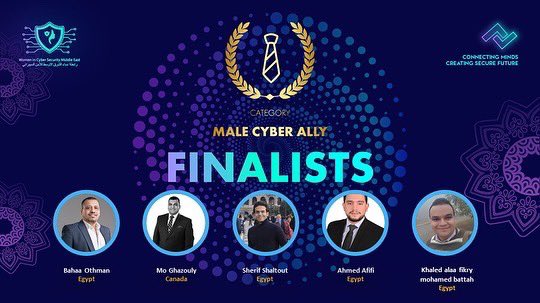 WiCSME's tweet photo. Solidarity and allyship matter! โจ
Women in Cyber Security Middle East would like to congratulate and thank the #WiCSME2022 Male Ally award finalists and winners ๐คฉ
These men are leading the way regionally in supporting and advocating for women in cybersecurity ๐ซ https://t.co/KVl4jlcDc4