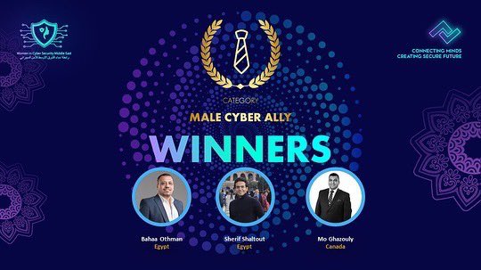 WiCSME's tweet photo. Solidarity and allyship matter! โจ
Women in Cyber Security Middle East would like to congratulate and thank the #WiCSME2022 Male Ally award finalists and winners ๐คฉ
These men are leading the way regionally in supporting and advocating for women in cybersecurity ๐ซ https://t.co/KVl4jlcDc4