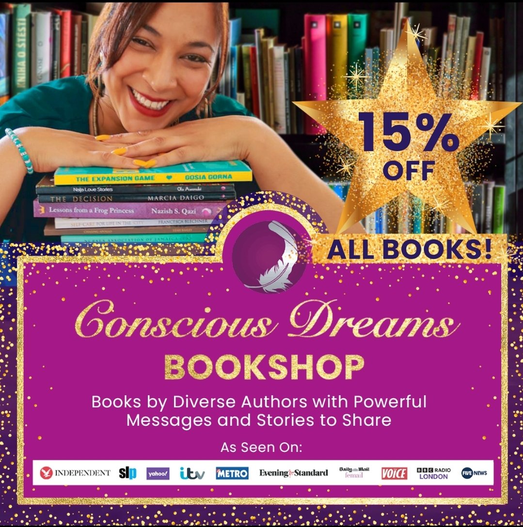 DreamsConscious's tweet photo. Conscious Dreams Bookshop launches TODAY! Get 15% off  signed copies of our authors' books TODAY with code CDPBLACKFRIDAY at https://t.co/LK8P0saN6U 💫📖

#bookdeals #BookTwitter #bookshop #readerscommunity #BlackFridaybookdeal https://t.co/AJ1Ztla2zS