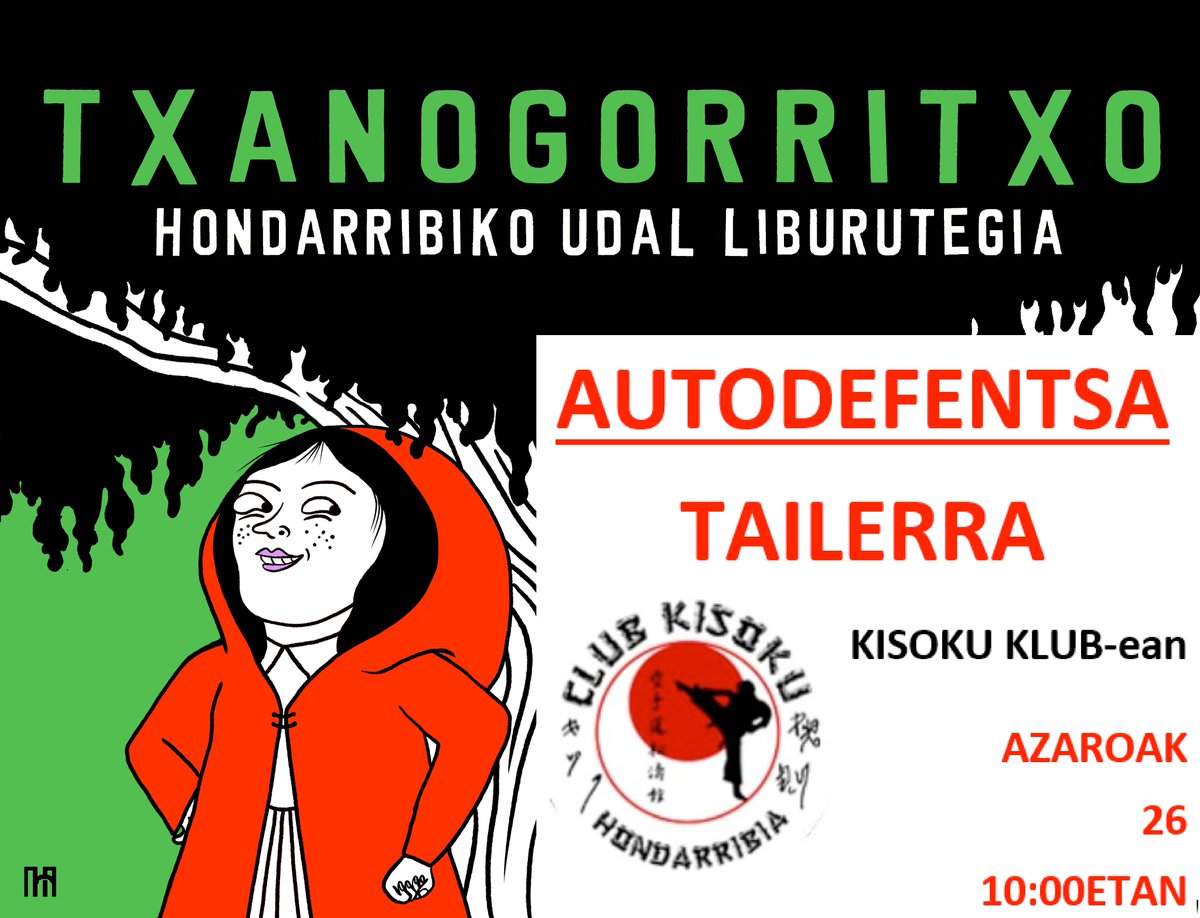 Hliburutegia's tweet photo. #Txanogorritxo @Hliburutegia . Bihar 10etan autodefentsa tailerra @ClubKisoku|n.
#Txanogorritxo @Hliburutegia. Mañana a las 10 taller de autodefensa en el @ClubKisoku.
@HondarribiaUdal @Blagan_euskaraz @MintzalagunaHon @antxetairratia @AngulaBerria https://t.co/a7Vz1tkuLt