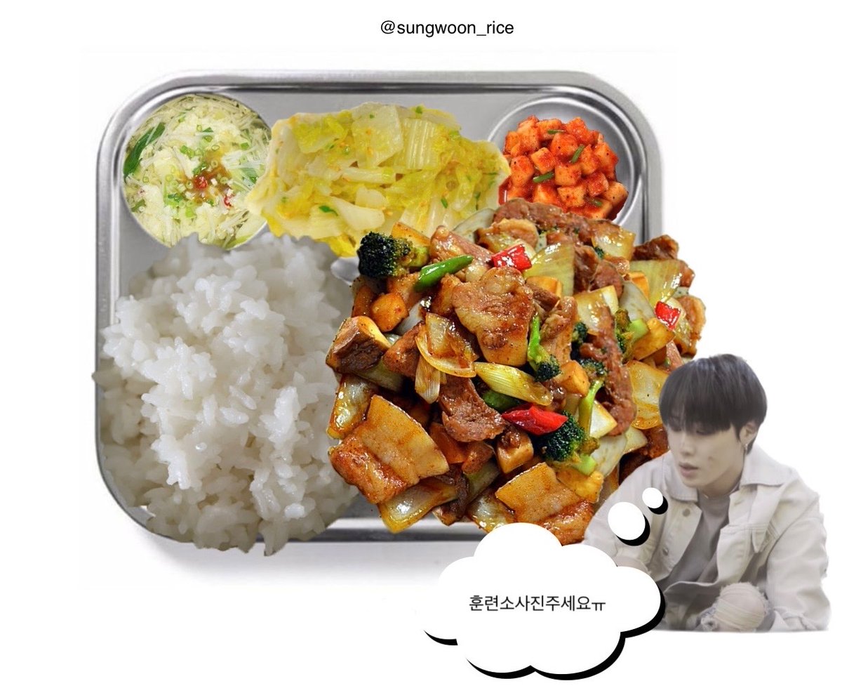 2022.11.26 (토) 중식
훈련소에서 34일차 #하성운

밥
달걀국
삼겹살채소볶음
배추나물
깍두기

성운아 밥 맛있게 먹어☁️