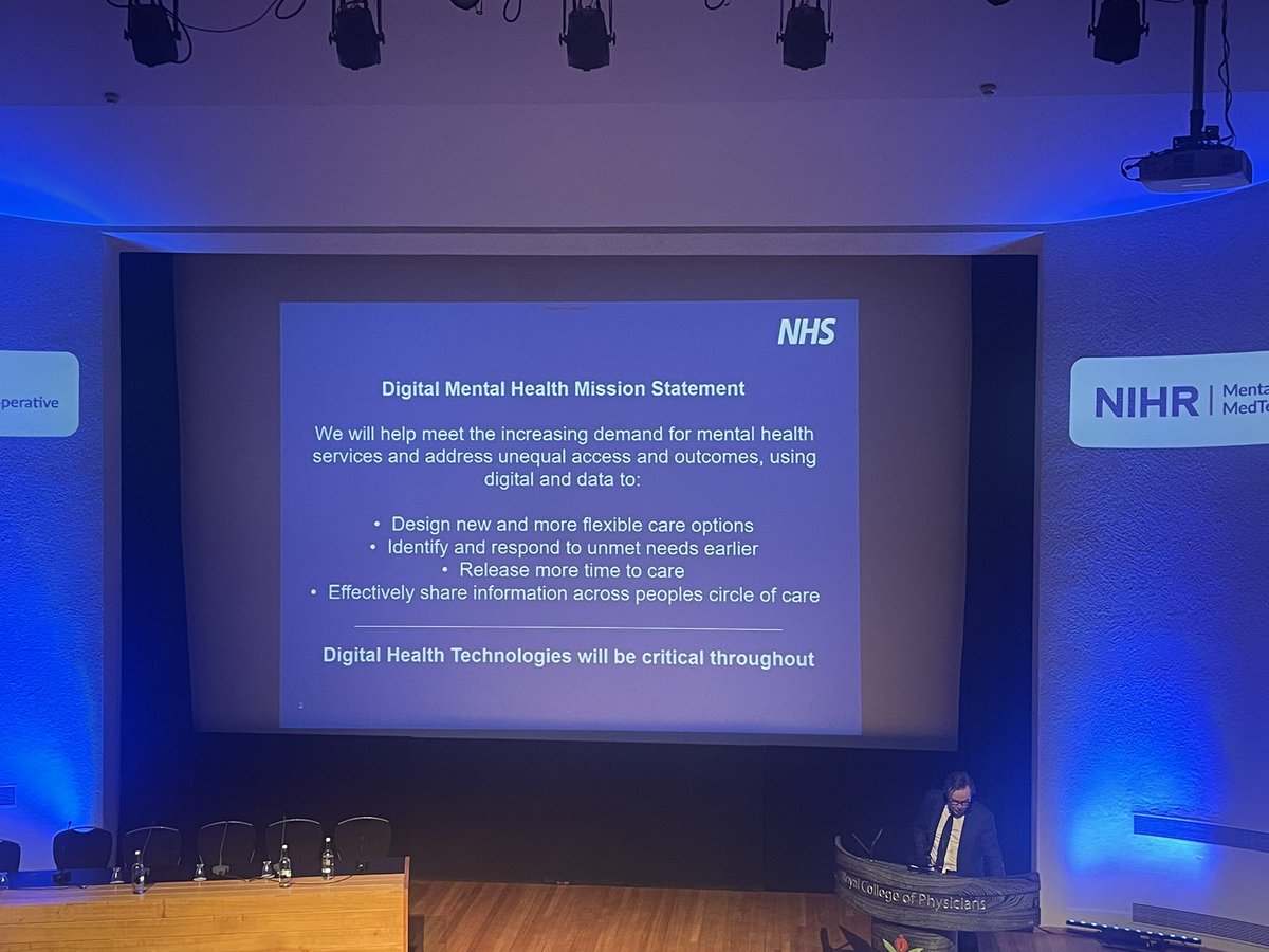 GaddCaroline's tweet photo. Great to hear from @timkendall1 at #MindTech2022 about the digital #mentalhealth mission and the importance of clinical safety in digital solutions @NIHR_MindTech @holmusk https://t.co/CYRSnzzGS7