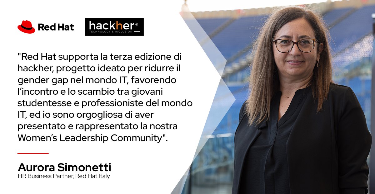 RedHatItaly's tweet image. Aurora Simonetti, HR Business Partner, Red Hat Italy ha partecipato alla terza edizione di #hackher, il progetto ideato per ridurre il gender gap nel mondo IT. Guarda com' è andata la giornata in questo video: buff.ly/3tZM2CC