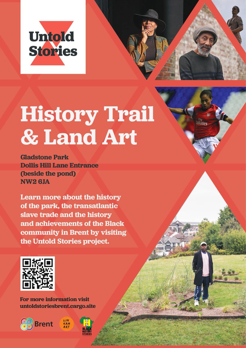 Launch of the Untold Stories History Trail on Sat 26 Nov from 11.30am-2pm at Gladstone Pk, Dollis Hill Lane, London, NW2 6JA  @Lin_Kam_Art @Brent_Council @BlkHistStudies & @BrentMusArch Free to attend RSVP:
eventbrite.co.uk/e/untold-stori…
#brentcouncil #blackhistorystudies #linkamart